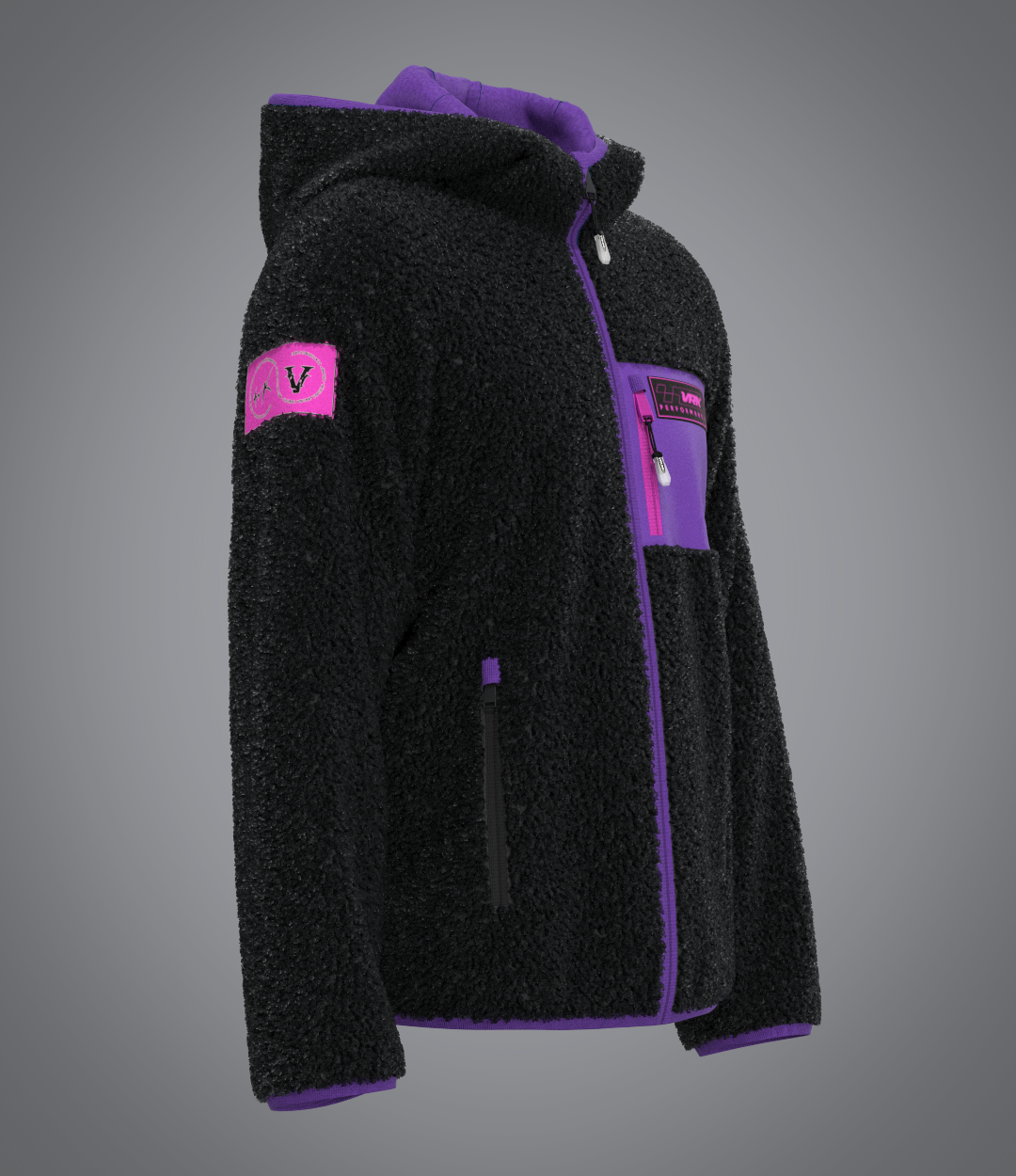 Veste Sherpa Black Purple